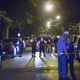 Police officers investigate a shooting scene where five people were reported to have been shot, including an 11-month-old infant, on Sept. 28, 2015, in Chicago.
Scott Olson/Getty Images